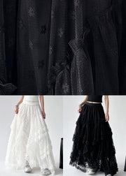 Black Asymmetrical Summer A Line Skirts Ruffled