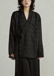 Black Asymmetrical Tie Waist Top Fall