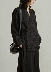 Black Asymmetrical Tie Waist Top Fall