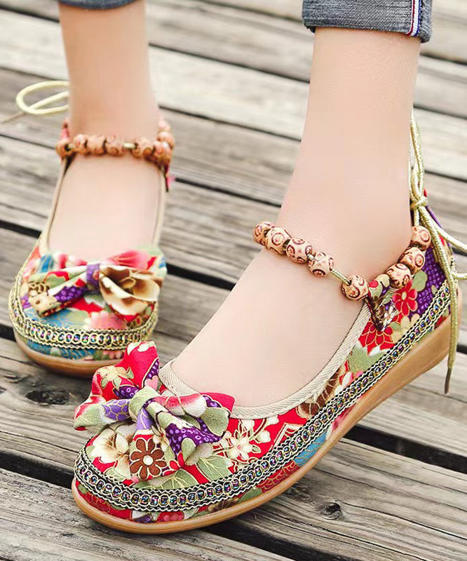 Black Bow Splicing Boho Wedge High Wedge Heels Shoes soolinen shoes-20251