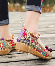 Black Bow Splicing Boho Wedge High Wedge Heels Shoes soolinen shoes-20251