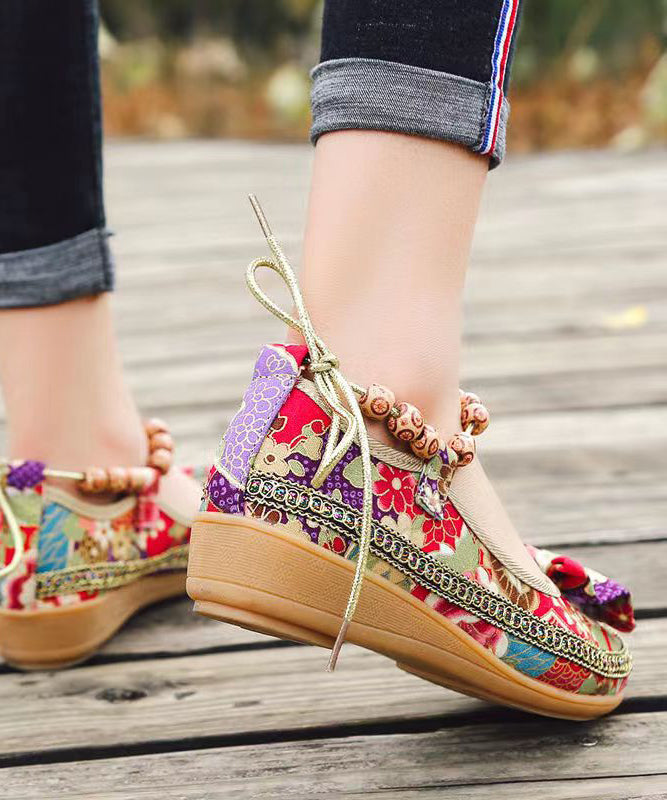 Black Bow Splicing Boho Wedge High Wedge Heels Shoes soolinen shoes-20251
