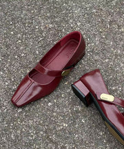 Black Buckle Strap Splicing Chic Faux Leather Chunky Shoes