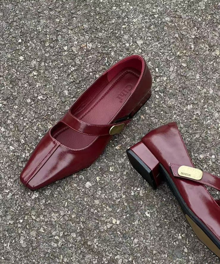 Black Buckle Strap Splicing Chic Faux Leather Chunky Shoes