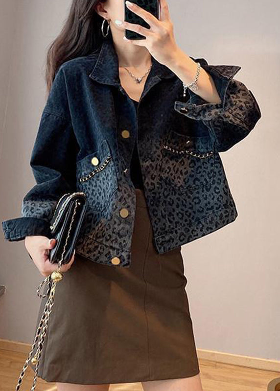 Black Button Pockets Denim Coats Long Sleeve