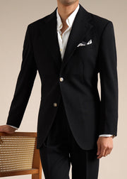 Black Button Pockets Spandex Fall Mens Coats Notched