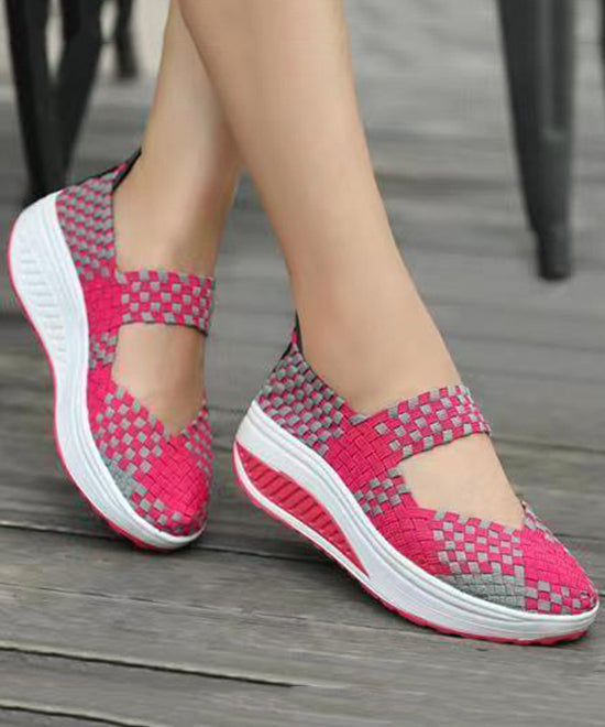 Black Casual Knit Fabric Art Splicing High Wedge Heels Shoes soolinen shoes-20251