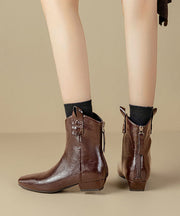 Black Chunky Faux Leather Chic Splicing Boots