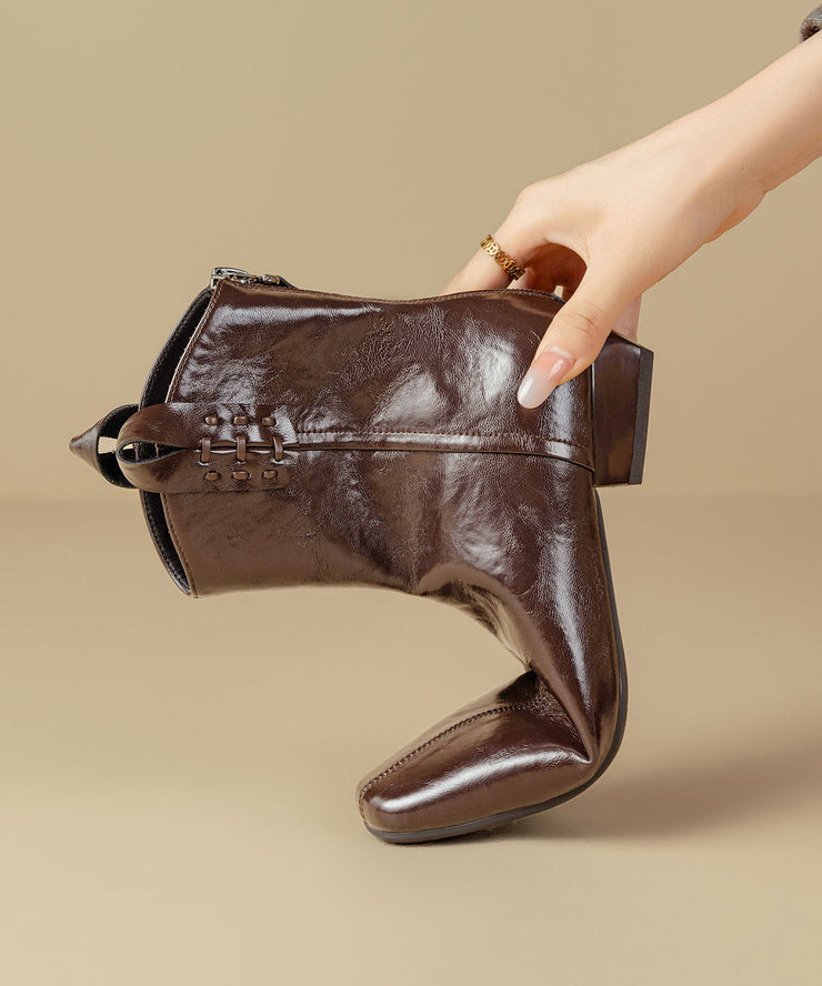 Black Chunky Faux Leather Chic Splicing Boots