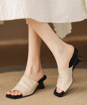 Black Chunky Sheepskin Beautiful Slide Sandals Peep Toe