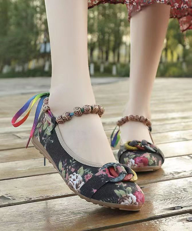 Black Cotton Fabric Beautiful Splicing Flat Shoes For Women soolinen shoes-20251