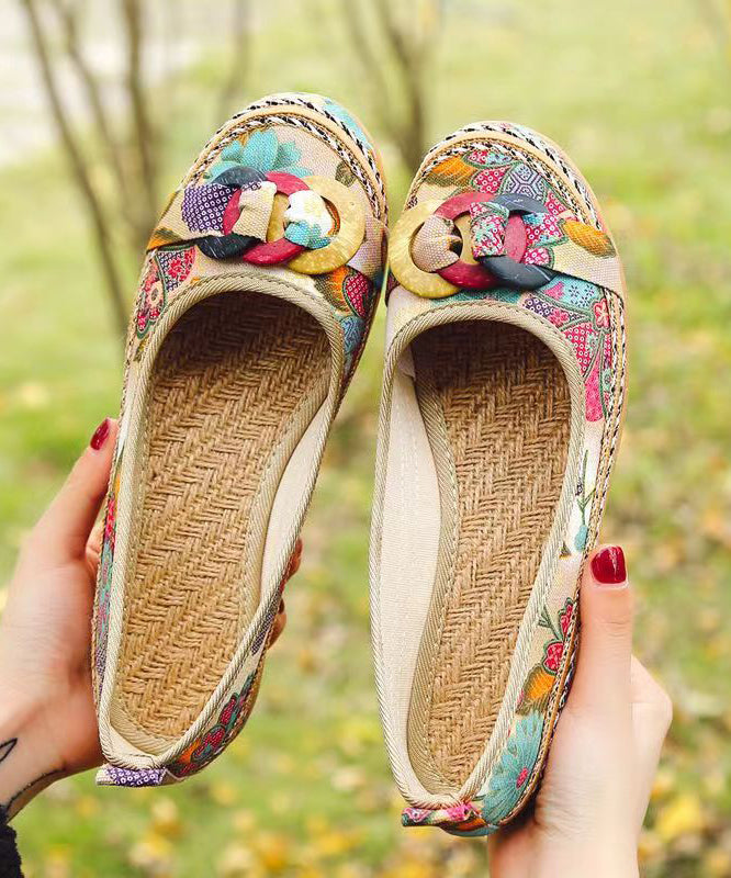 Black Cotton Fabric Print Splicing Boho Wedge Heels Plus Size soolinen shoes-20251