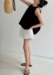 Black Cotton Shirt Cold Shoulder Sleeveless