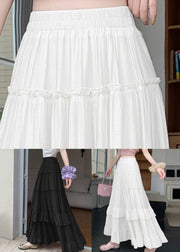 Black Elastic Waist Cotton Exra Large Hem Skirts Wrinkled
