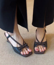 Black Faux Leather Splicing Wedge Heels Sandals Peep Toe