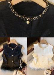 Black Feather Patchwork Waistcoat Sleeveless