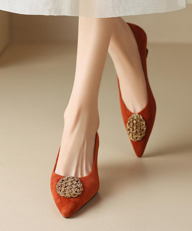 Black Kitten Suede French Splicing High Heels Pointed Toe