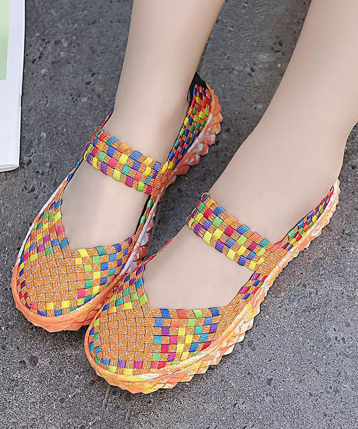Black Knit Fabric Comfortable Splicing Flat Feet Shoes soolinen shoes-20251