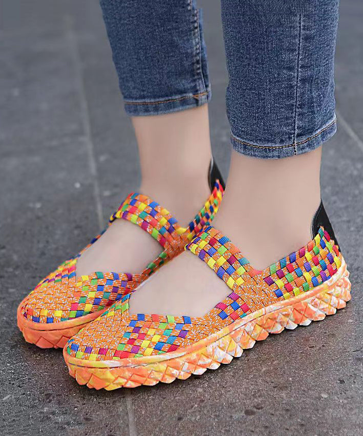 Black Knit Fabric Comfortable Splicing Flat Feet Shoes soolinen shoes-20251