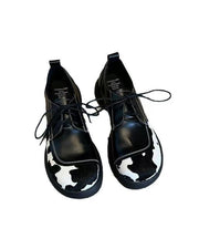 Black Lace Up Splicing Platform Loafers For Women