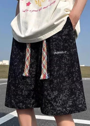 Black Letter Pockets Cotton Summer Men Shorts Tie Dye