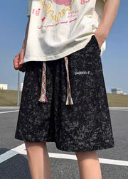 Black Letter Pockets Cotton Summer Men Shorts Tie Dye