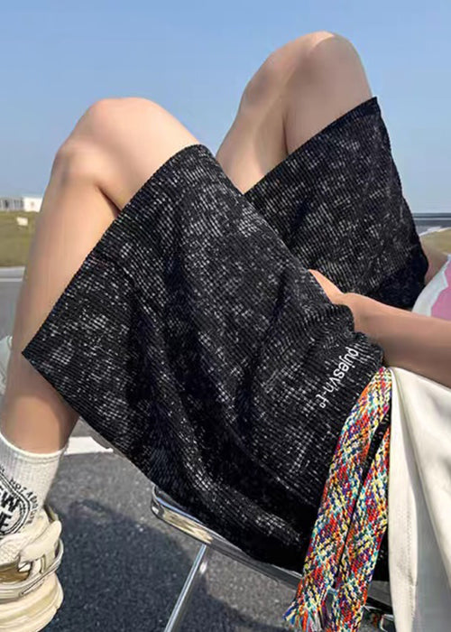 Black Letter Pockets Cotton Summer Men Shorts Tie Dye