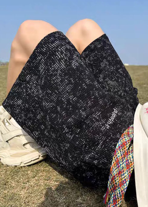 Black Letter Pockets Cotton Summer Men Shorts Tie Dye