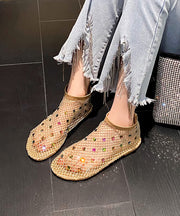 Black Multi Zircon Splicing Chic Breathable Mesh Boots