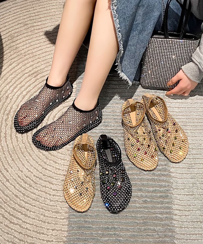 Black Multi Zircon Splicing Chic Breathable Mesh Boots