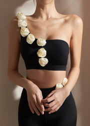Black One Shoulder Bra And Leggings Set
