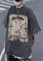 Black Original Design Cotton Mens Graphic T Shirts O Neck Half Sleeve