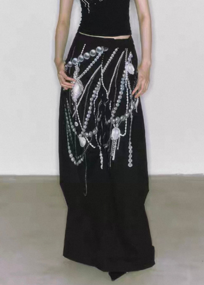 Black Original Design Cotton Summer Pants High Waist