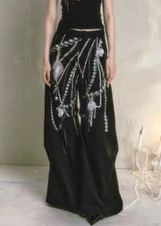 Black Original Design Cotton Summer Pants High Waist