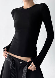 Black Patchwork Lace Blouse Top Hollow Out Fall