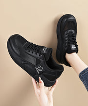Black Platform Breathable Mesh Stylish Splicing Flat Feet Shoes