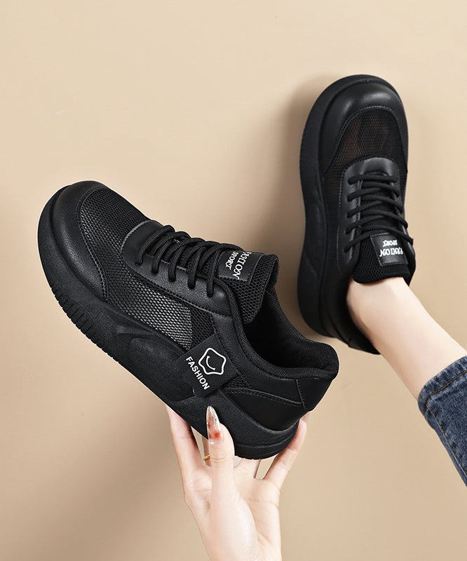 Black Platform Breathable Mesh Stylish Splicing Flat Feet Shoes