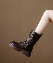 Black Platform Faux Leather Chic Splicing Boots