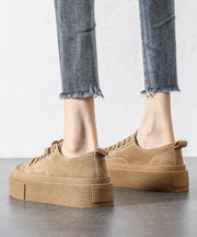 Black Platform Suede Casual Splicing Flat Shoes Lace Up