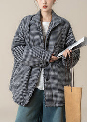 Black Pockets Button Warm Parkas Lanter Sleeve