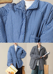 Black Pockets Button Warm Parkas Lanter Sleeve