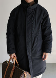 Black Pockets False Two Pieces Winter Mens Down Coats Duck Down Zippered