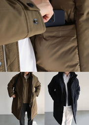 Black Pockets False Two Pieces Winter Mens Down Coats Duck Down Zippered