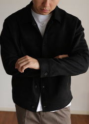 Black Pockets Faux Suede Winter Casual Clothing Men Coat Peter Pan Collar