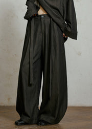 Black Pockets High Waist Solid Lantern Pants
