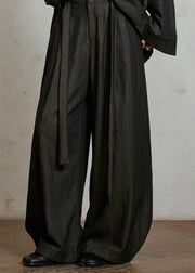 Black Pockets High Waist Solid Lantern Pants