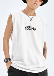 Black Print Cozy Cotton Men Tank O Neck Summer