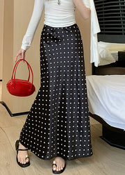 Black Print Silk Fall Maxi Skirts High Waist