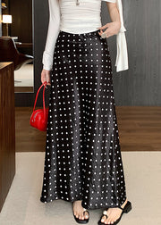 Black Print Silk Fall Maxi Skirts High Waist