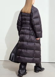 Black Sashes Duck Down Down Winter Long Coats V Neck